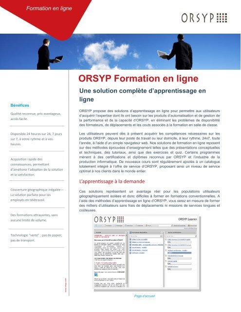 ORSYP Formation en ligne Une solution complÃ¨te d'apprentissage ...