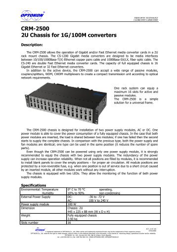 CRM-2500-240 2U Chassis for 1G/100M - OPTOKON as