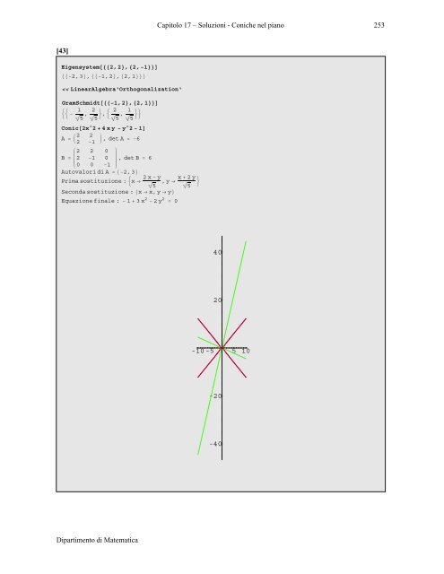 Esercizi sulle coniche nel piano - Matematica