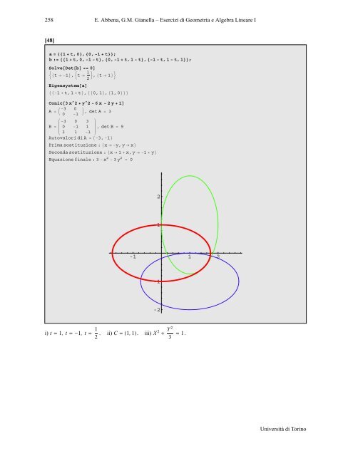 Esercizi sulle coniche nel piano - Matematica