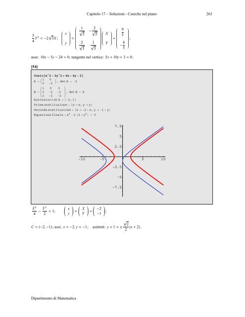 Esercizi sulle coniche nel piano - Matematica