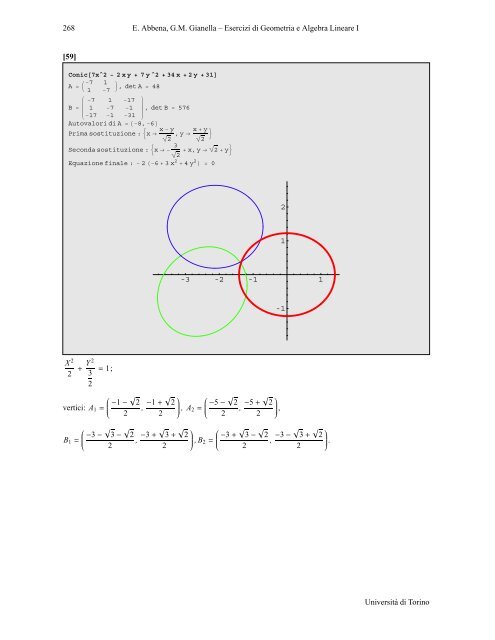 Esercizi sulle coniche nel piano - Matematica