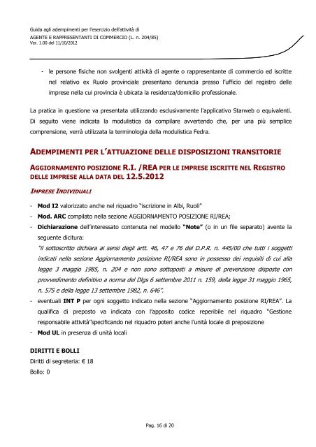 Guida Regionale Agenti e Rappresentanti di commercio - Camera di ...