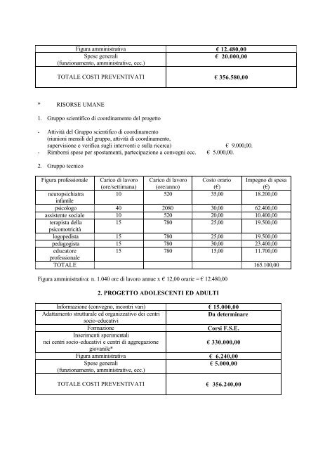 L'autismo nella regione Marche VERSO UN PROGETTO DI VITA