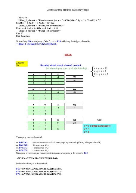 ZAD 4 - Excel - zastosowania