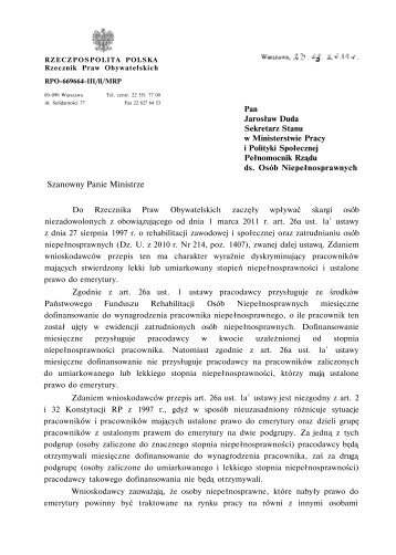 Szanowny Panie Ministrze - sprawy-generalne.brpo.gov.pl