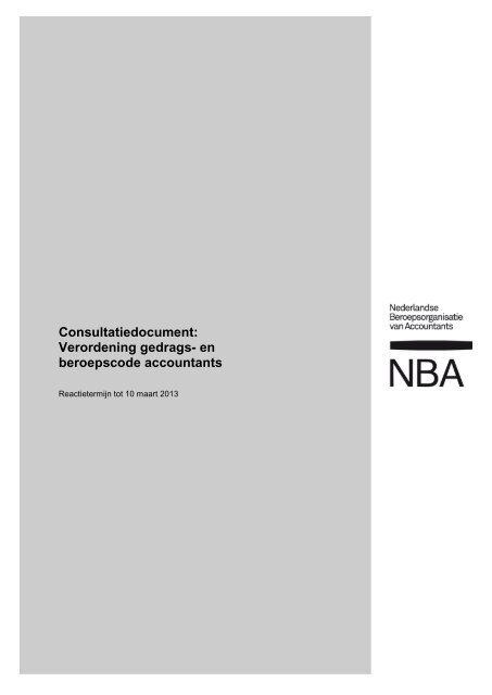 de Verordening Gedrags- en Beroepscode Accountants (VGBA) - NBA