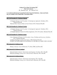 College of Law Book List Spring 2013 First Year Courses R ...