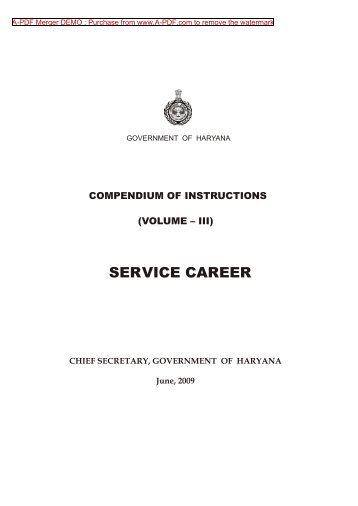 SERVICE CAREER - Chief Secretary, Haryana