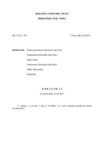 Rozvrh práce - Ministerstvo spravodlivosti SR