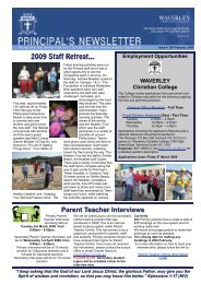 Parent Teacher Interviews 2009 Staff Retreat... - Waverley Christian ...
