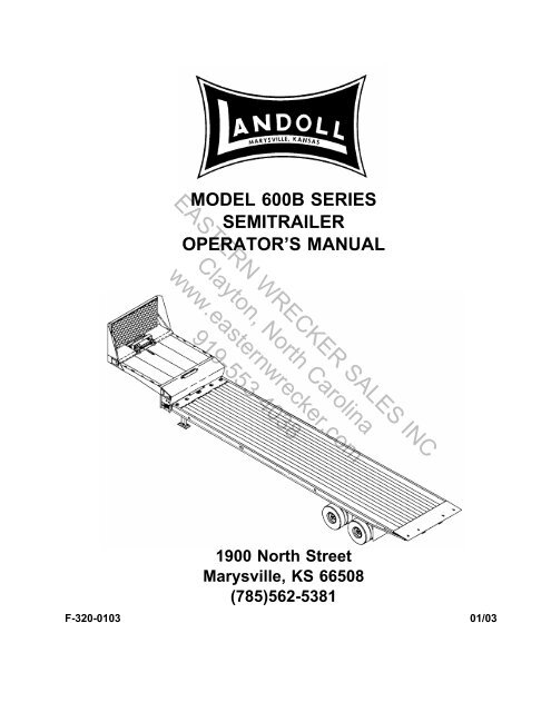 landoll model 600b operators manual - Eastern Wrecker Sales Inc