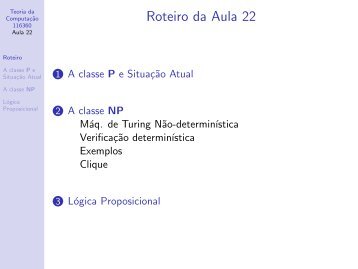 Teoria da ComputaÃ§Ã£o 116360 @let@token Aula 22