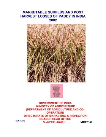 marketable surplus and post harvest losses of paddy in ... - Agmarknet