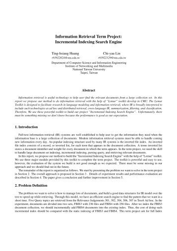 Information Retrieval Term Project: Incremental Indexing Search ...