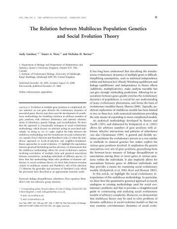 The Relation between Multilocus Population Genetics and Social ...