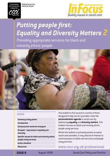 Putting people first: Equality and Diversity Matters 2 - Think Local Act ...