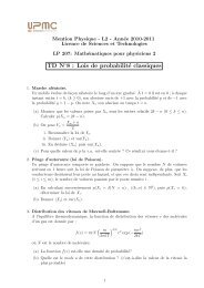 TD N 8 : Lois de probabilitÃ© classiques - lpthe