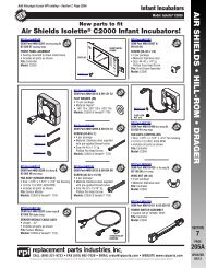 Parts to fit Air Shields Isolette C2000 Infant Incubators