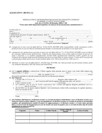 Allegato C Dichiarazione unica sostitutiva - Fare