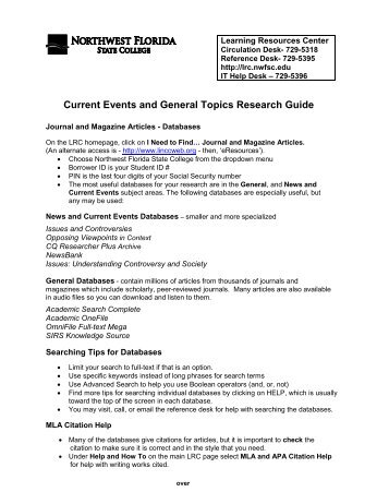 Current Events and General Topics Research Guide - Learning ...