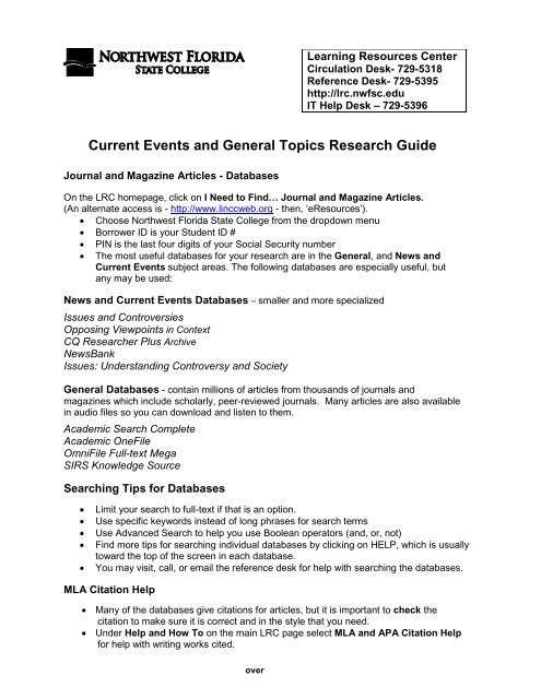 Current Events and General Topics Research Guide - Learning ...