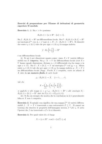 esercizi di preparazione all'esame del II modulo - Matematica e ...