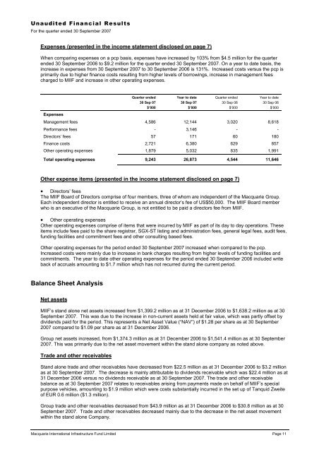 Macquarie International Infrastructure Fund Limited SGX Quarterly ...