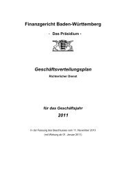 Geschäftsverteilungsplan - Finanzgericht Baden-Württemberg