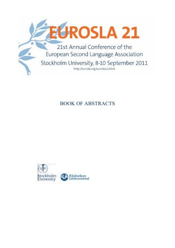 BOOK OF ABSTRACTS - EUROSLA