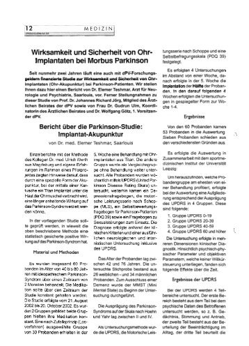 Wirksamkeit und Sicherheit von Ohr - Deutsche Parkinson ...