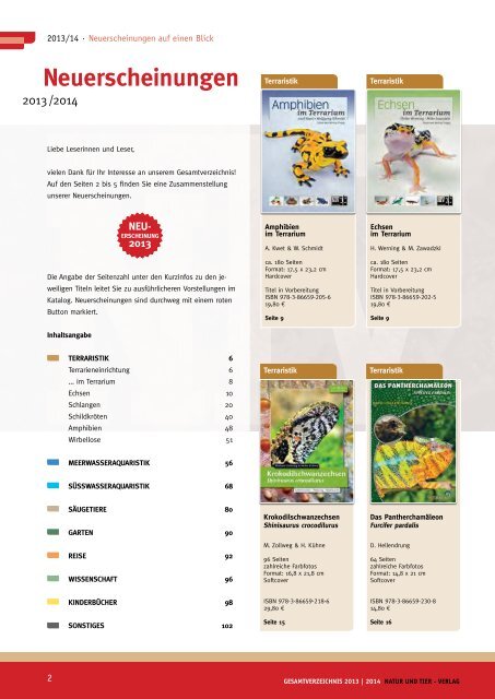Gesamtverzeichnis 2013 - Natur und Tier - Verlag GmbH