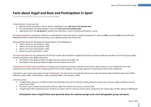 Sport and Physical Activity Strategy - Argyll and Bute Council