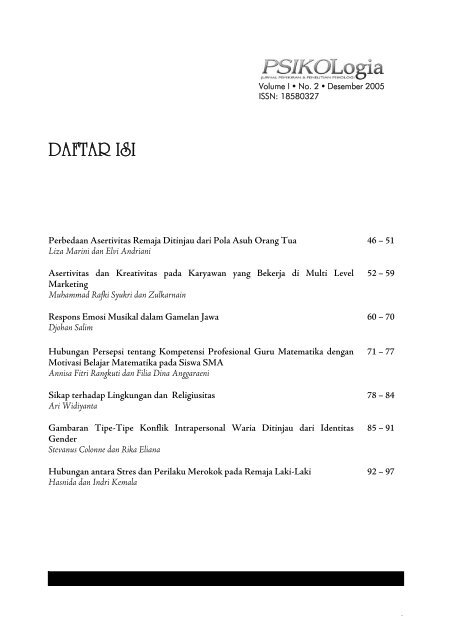 Psikologia Vol 1 No 2 Des 2005 Usupress Universitas Psikologia Vol 1 No 2 Des 2005 Usupress Universitas