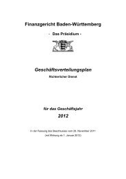 Geschäftsverteilungsplan - Finanzgericht Baden-Württemberg