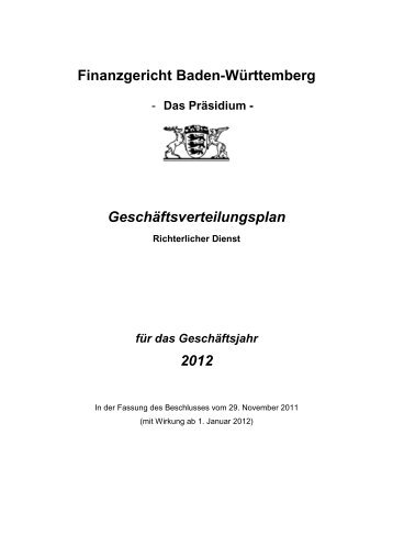 Geschäftsverteilungsplan - Finanzgericht Baden-Württemberg