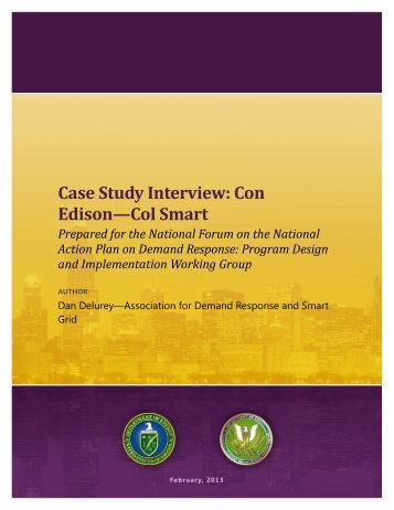 Case Study Interview: Con EdisonâCol Smart - Electricity Market ...