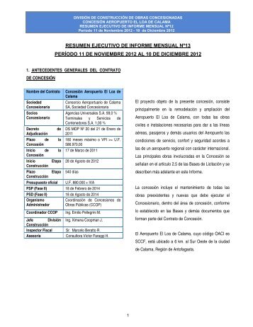 resumen ejecutivo de informe mensual nº13 período 11 de ...