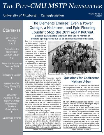 Download Fall 2011 Newsletter - University of Pittsburgh :: MSTP