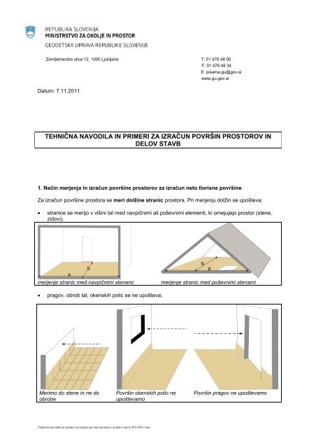 TehniÄna navodila in primeri za izraÄun povrÅ¡in prostorov in delov