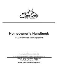 Homeowner's Handbook - Sun City Oro Valley