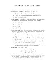 MATH 121 FINAL Exam Review