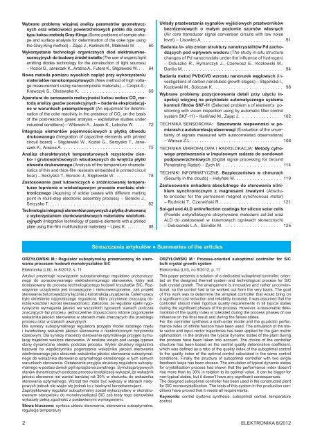 Elektronika 2012-08 I.pdf - Instytut SystemÃ³w Elektronicznych