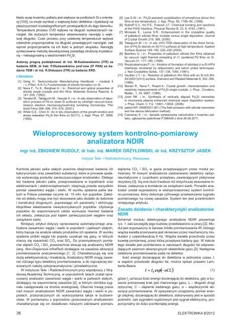 Elektronika 2012-08 I.pdf - Instytut SystemÃ³w Elektronicznych