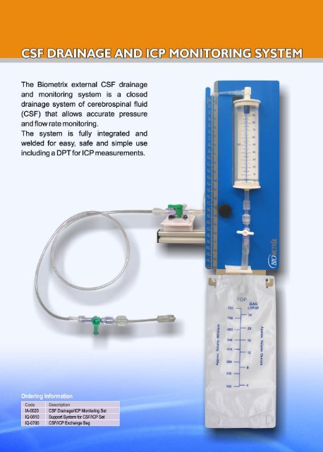 The Biometrix external CSF drainage and monitoring system is a ...