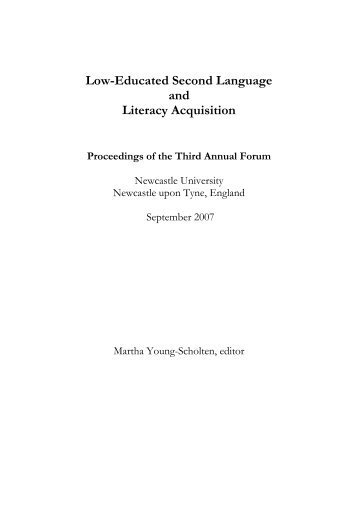 Low-Educated Second Language and Literacy Acquisition - LESLLA