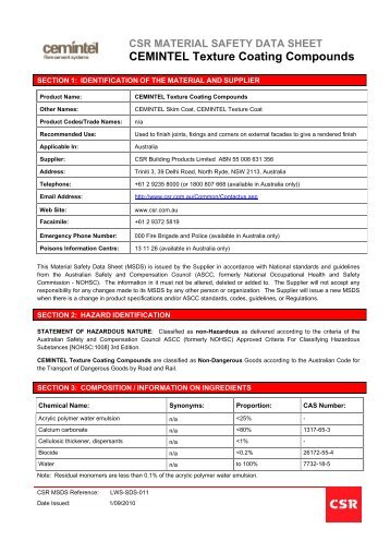 CEMINTEL Texture Coating Compounds - CSR