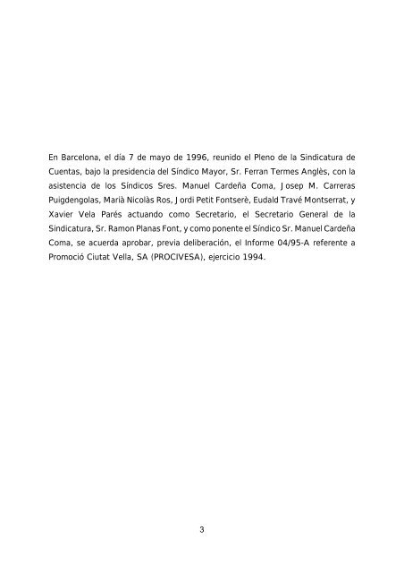 PromociÃ³ Ciutat Vella, SA (PROCIVESA) Ejercicio 1994 Informe 04 ...