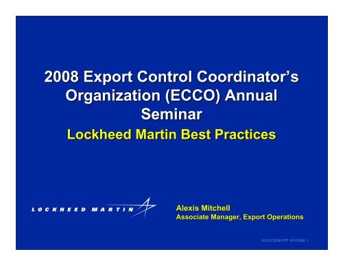 2008 Export Coordinator's Organization (ECCO) Annual ...