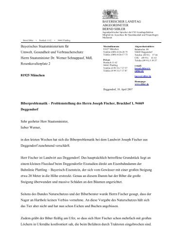 Offener Brief zur Biberproblematik an Werner ... - Bernd Sibler